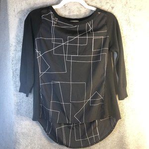 NY & Co. Women’s XS Lightweight 3/4 Raglan Sleeve Abstract Geometric Sweater Top